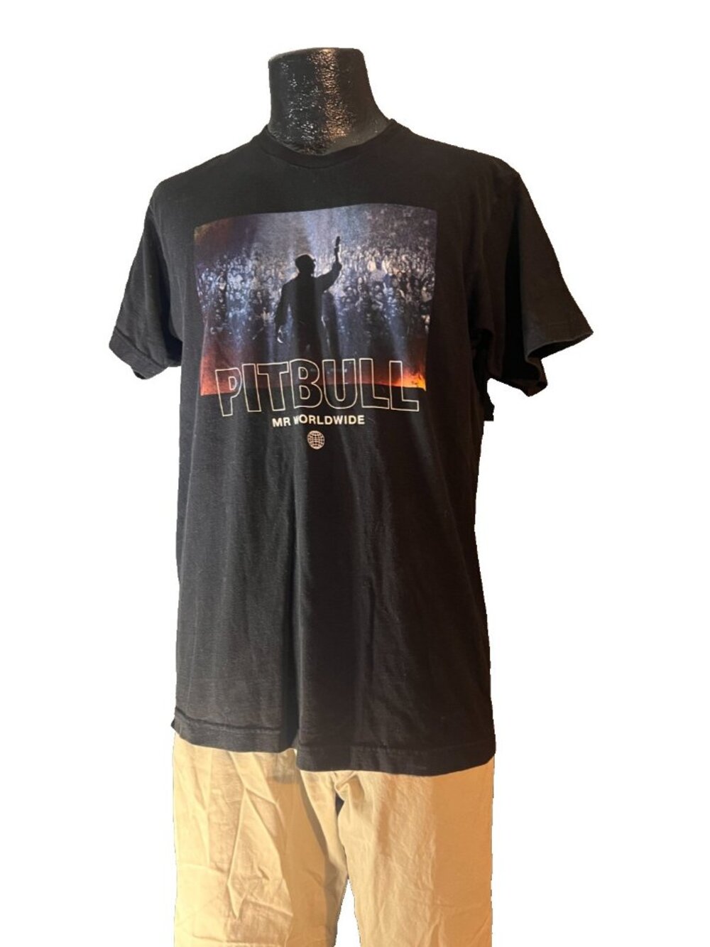 Pitbull Mr. Worldwide Graphic T-Shirt Mens Large Black Concert Tour Tee Tultex